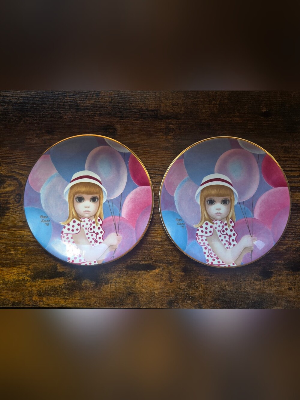 Margaret Keane "The Balloon Girl" Collector Plates — Set of 2 — 1976 First Limit